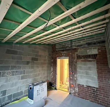 Ceiling ready to plasterboard and skim.