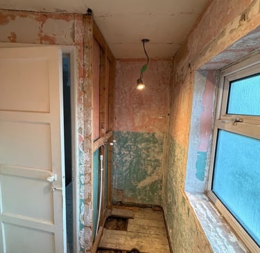 Shower area needed one wall boarding.