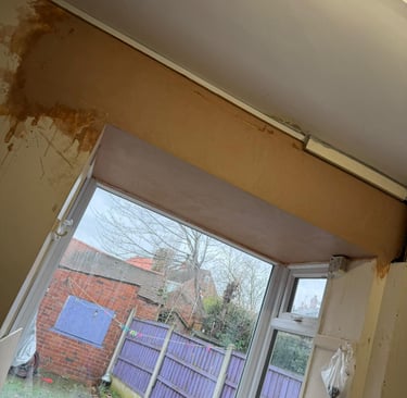 Then we skimmed the ceiling to give a smooth surface ready for redecoration.