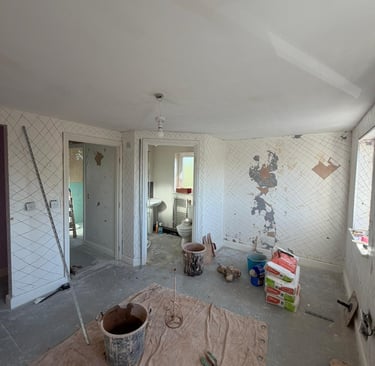 Our customer needed the walls of this master bedroom plastering.