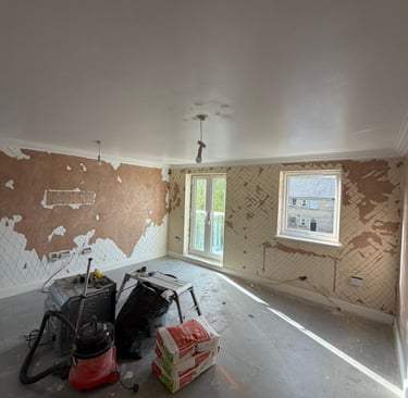 Living room ready for our professional plastering.