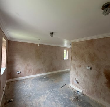 All walls skimmed ready for kitchen fitting.