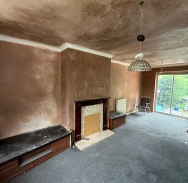 Ceiling and walls skimmed.