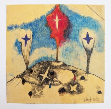 karine-nguyen-van-tham-la nonne de tous les chemins, dessin sur papier huilé