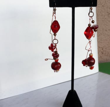 Earrings. Beads, crystal, wire work.
