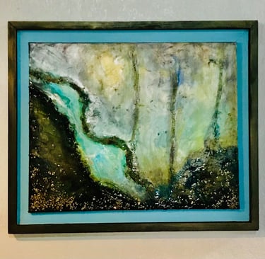 Deep Dive, mixed media on canvas.