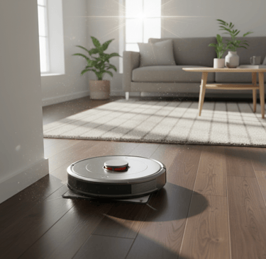 robot aspirador limpiando 