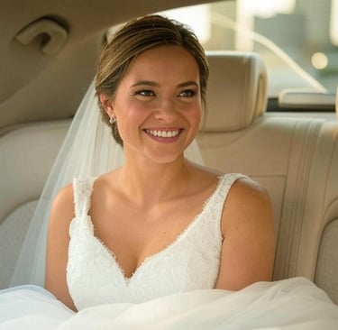novia en asiento trasero