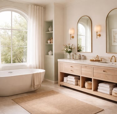 Calm, organized bathroom with spa-like design