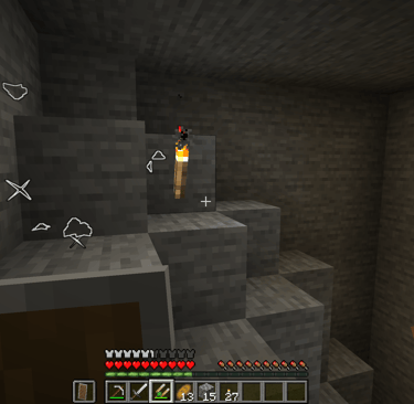 What it looks like to use the Crystal Locator to find a geode