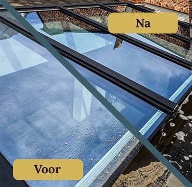 Resultaten van afgewassen glazen dakkoepel