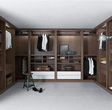 custom wood walk in wardrobe