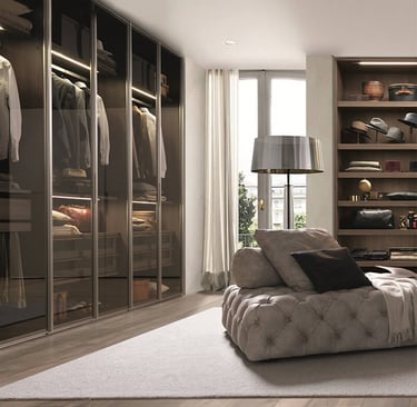 custom glass walk in wardrobe