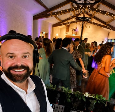 DJ Funkomatic performing at Bennetts Willow Barn wedding in Worcestershire
