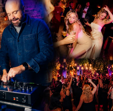 Event DJ at Shustoke Farm Barns with crowd dancing