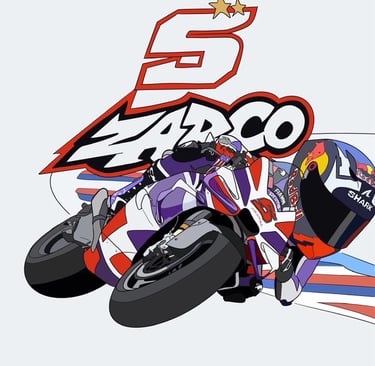 JOHANN ZARCO 5, MOTO GP, DUCATI PRAMAC, DESSIN CARTOON