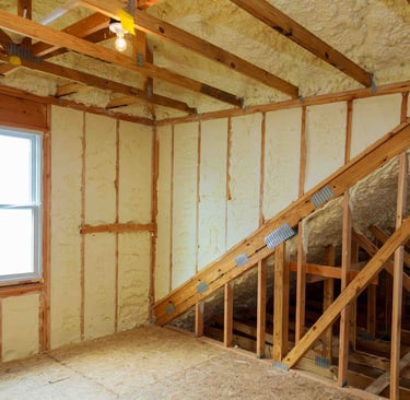 room fully insulated with spray foam