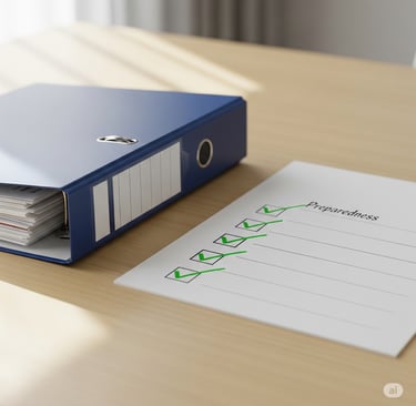 An image of a neat visa dossier and a checklist