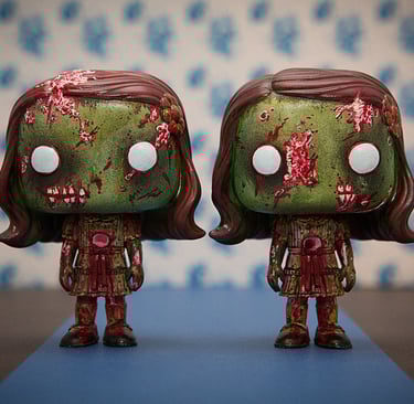 The Shining Grady Twins Funko Pop custom painted as zombies by Nick Prevas
