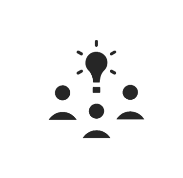 a light bulb with 3 people