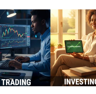 Visual comparison of trading and investing