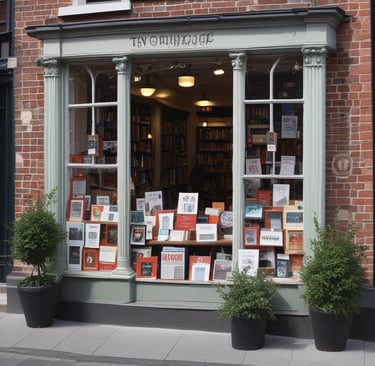 a store front door of a book store