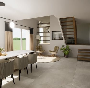 Visuel pièce de vie Rénovation Saint-Péran