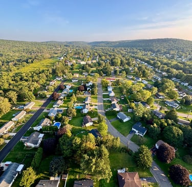 view from hot air balloon over Binghamton new yok