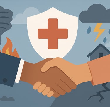 a man shaking hands with a shield shield