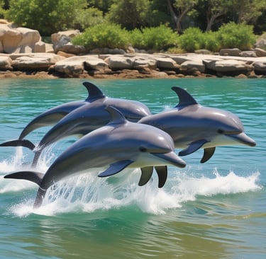 A large cruise ship is docked near a decorated entrance arch, covered with numerous colorful stickers and decals, with palm trees nearby. The arch features playful and vibrant colors, creating a festive and lively atmosphere.