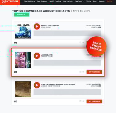 #2 on the Top 100 DL Acoustic Charts!