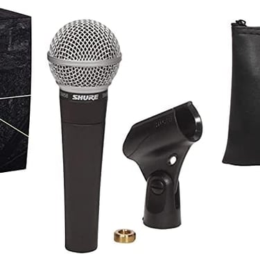 Shure SM58 Cardioid Dynamic Vocal Microphone w/A25D Mic Clip, Storage Bag
