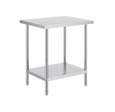 Small stainless steel work table from our light duty range with a solid under shelf for storage.