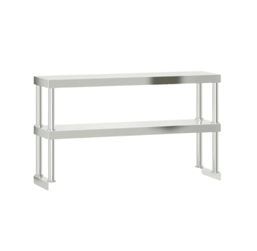 Double tier stainless steel over shelf from our light duty range for extra bench storage.