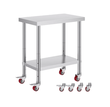 Stainless steel prep table on wheels from our light duty range with a solid under shelf and locking castors.