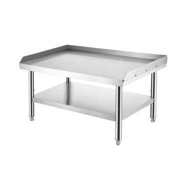 Low-profile stainless steel grill stand from our light duty range with a solid under shelf.