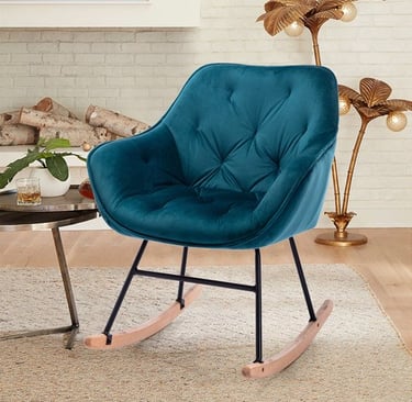 Rocking Chair Armchair Accent Padded Seat Single Sofa Lounge Chair Teal