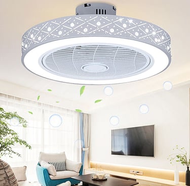 Remote Control Modern Ceiling Fan LED Light Flush Mount Chandelier