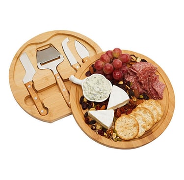 Cheese Cutting Board Set w/ 4-Piece Knife Tools for Charcuterie