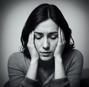 una mujer con una mirada preocupada en su rostro