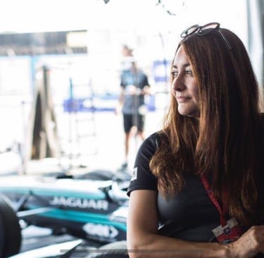 Selin in the garage at her last race with the team at New York City, 2018