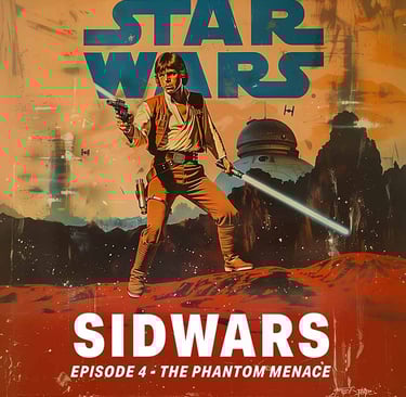 Illustration de Luke Skywalker dans un style années 50, Star Wars