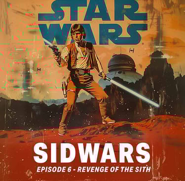 Illustration de Luke Skywalker dans un style années 50, Star Wars