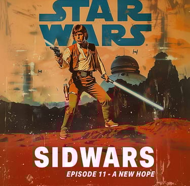 Illustration de Luke Skywalker dans un style années 50, Star Wars