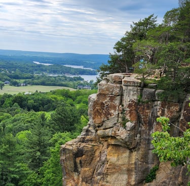 a cliff overlooking a valley