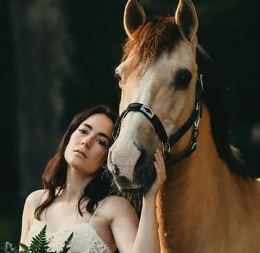 portrait d'un couple cavalier cheval
