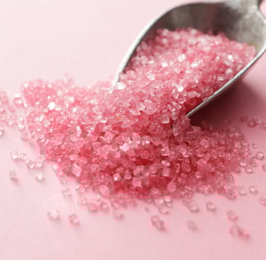 Cristais de adocante rosa