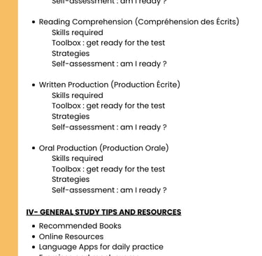 DELF A2 e-book table of contents