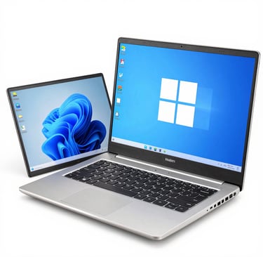 Close-up of a refurbished server rack with blinking lights, showcasing reliable performance.