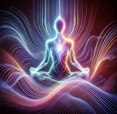 Abstrakte Darstellung des Energieflusses während der Praxis.